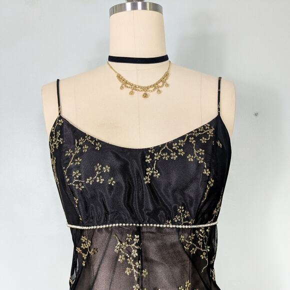 Nites Prom Dress Maxi Gown 10 Black Brown Fairy Goth Whimsigoth Vintage 90s Y2K - Picture 5 of 14